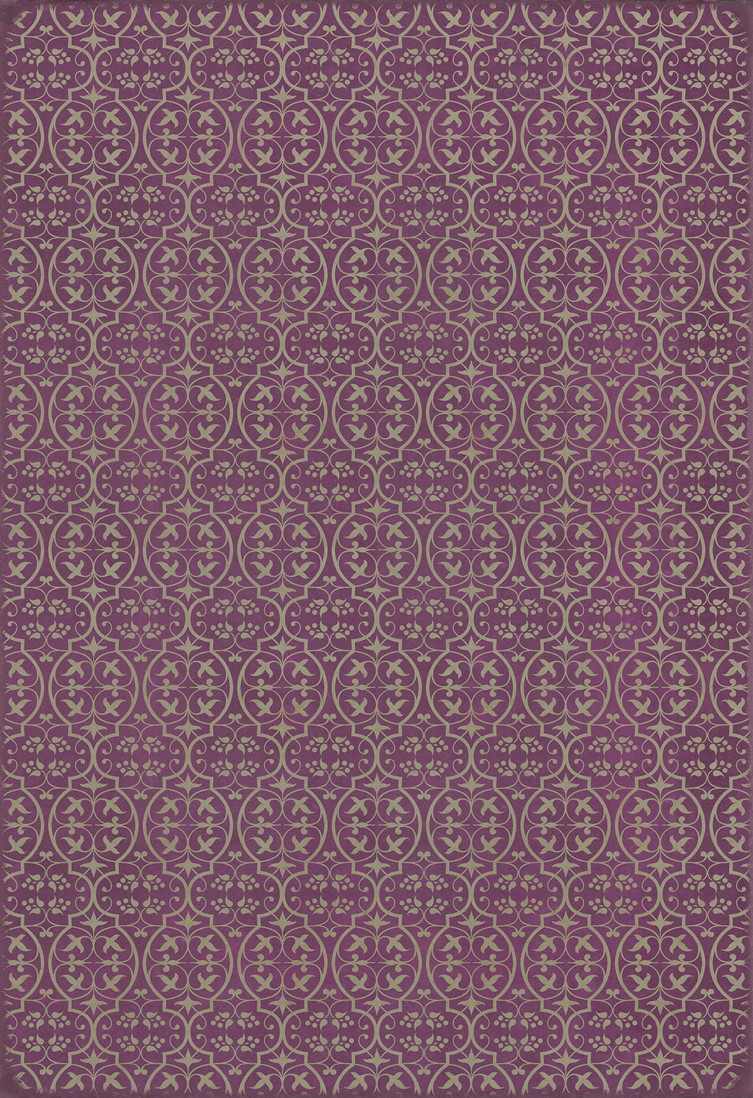 Vintage Vinyl Floorcloth Rug (Pattern 51 Now that Lilacs are in bloom)