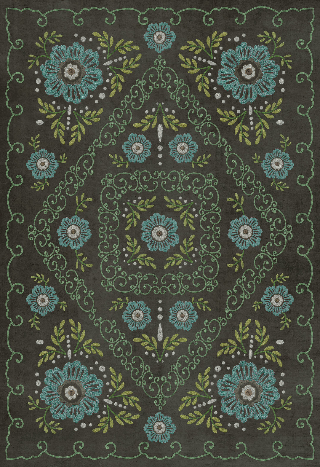 Vintage Vinyl Floorcloth Rug (Pattern 69 A Mere Formality)