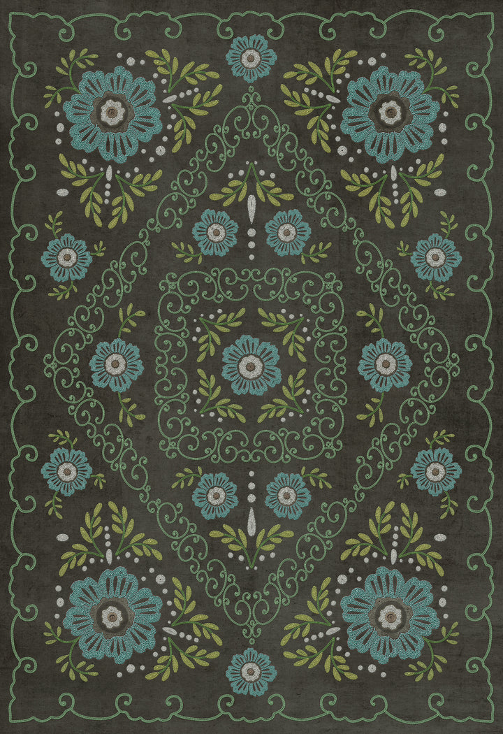 Vintage Vinyl Floorcloth Rug (Pattern 69 A Mere Formality)