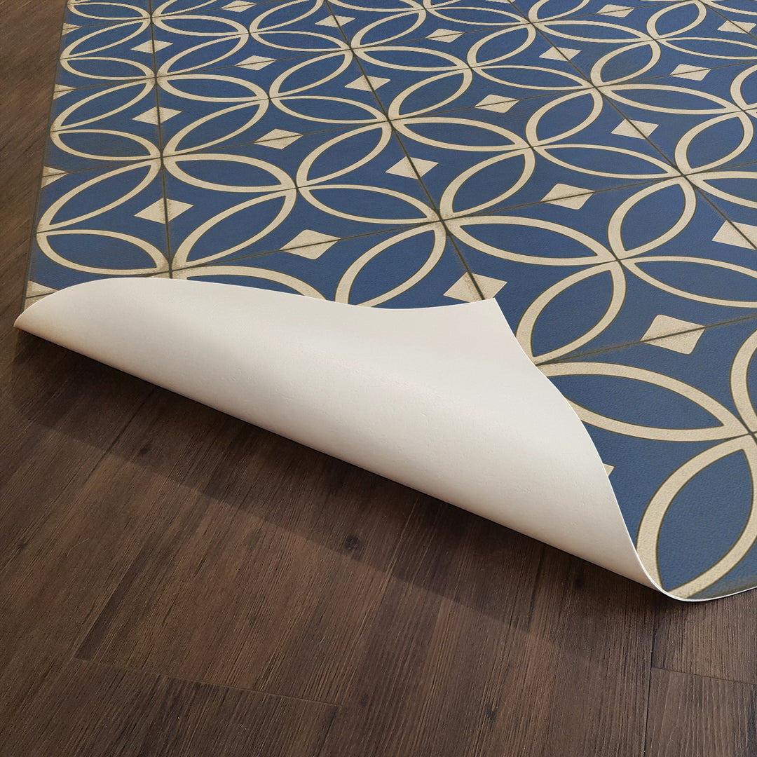 Vintage Vinyl Floorcloth Rug (Pattern 70 Dress Blues)