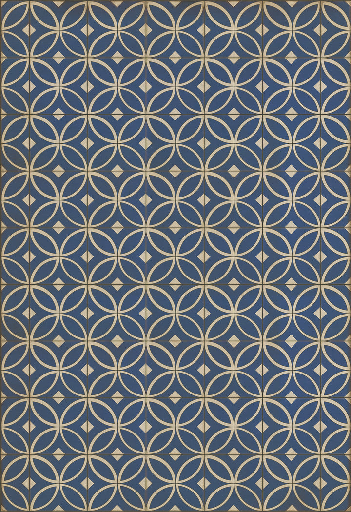 Vintage Vinyl Floorcloth Rug (Pattern 70 Dress Blues)