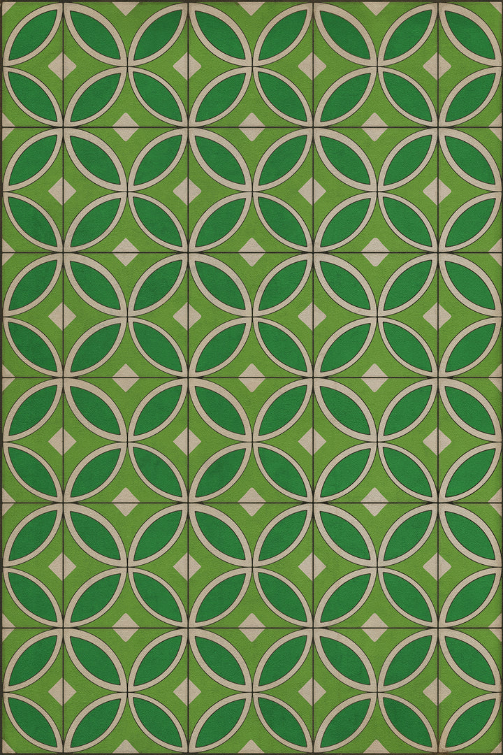 Vintage Vinyl Floorcloth Rug (Pattern 70 Radiant Hues and Morning Dew)