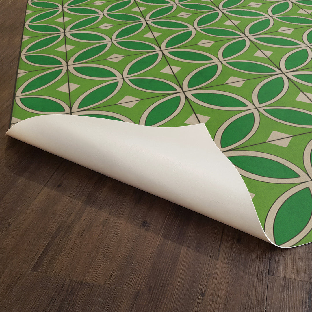 Vintage Vinyl Floorcloth Rug (Pattern 70 Radiant Hues and Morning Dew)