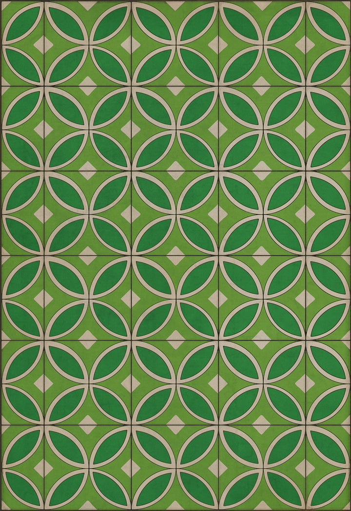 Vintage Vinyl Floorcloth Rug (Pattern 70 Radiant Hues and Morning Dew)