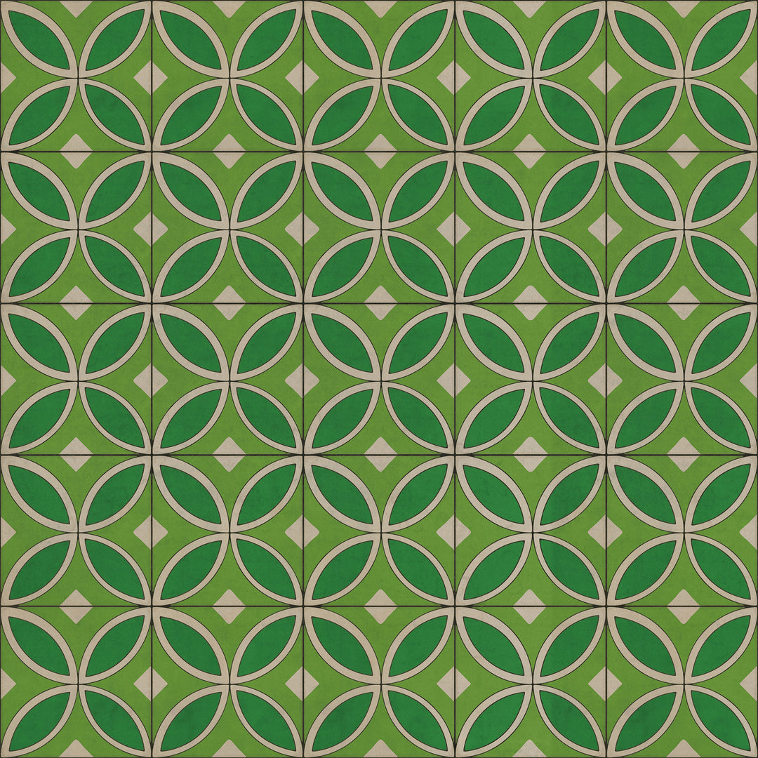 Vintage Vinyl Floorcloth Rug (Pattern 70 Radiant Hues and Morning Dew)