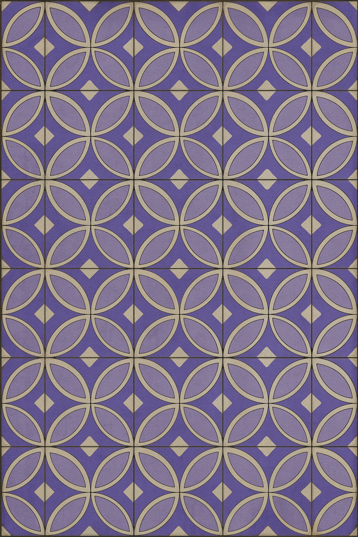 Vintage Vinyl Floorcloth Rug (Pattern 70 Waltzing with Violets in Our Hair)