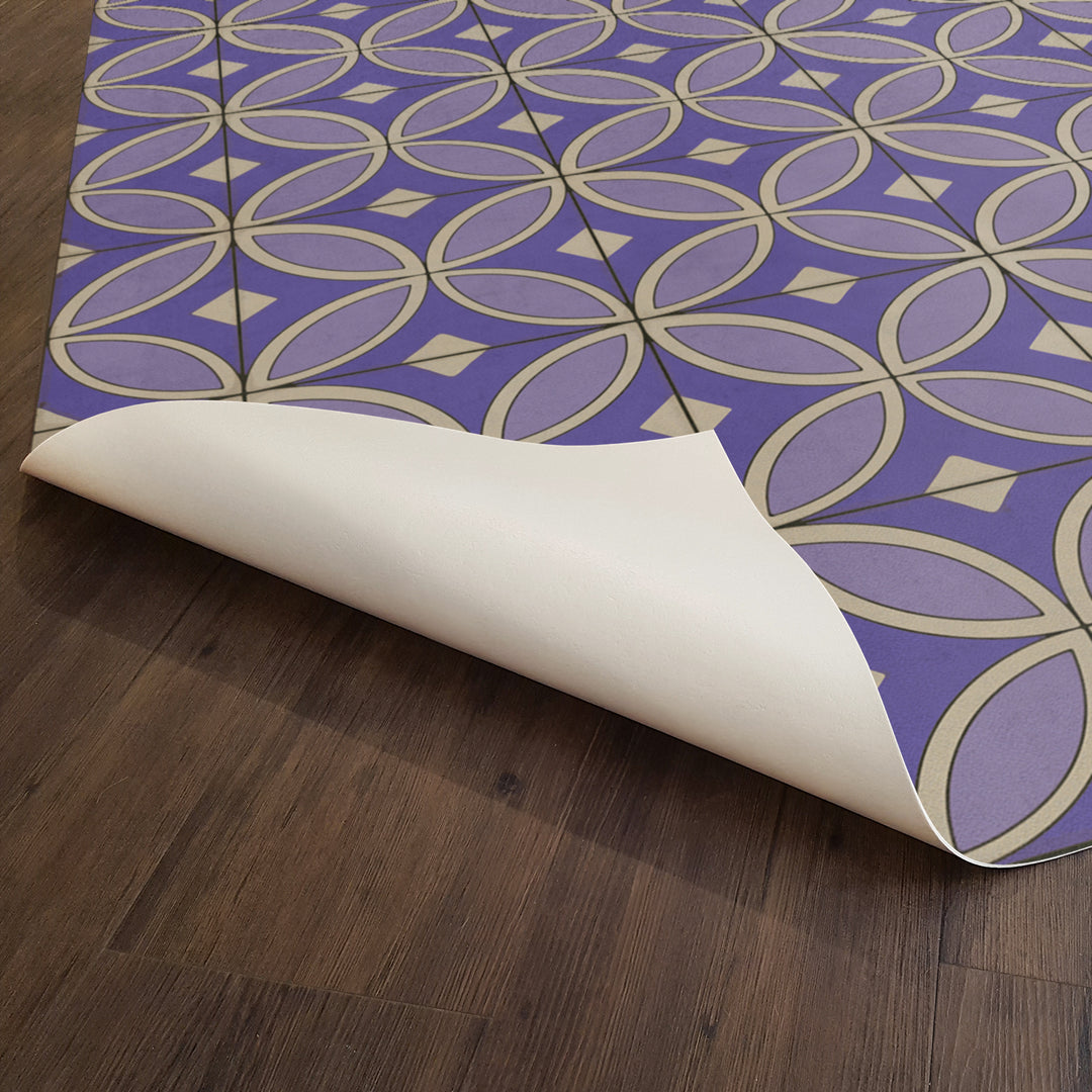Vintage Vinyl Floorcloth Rug (Pattern 70 Waltzing with Violets in Our Hair)
