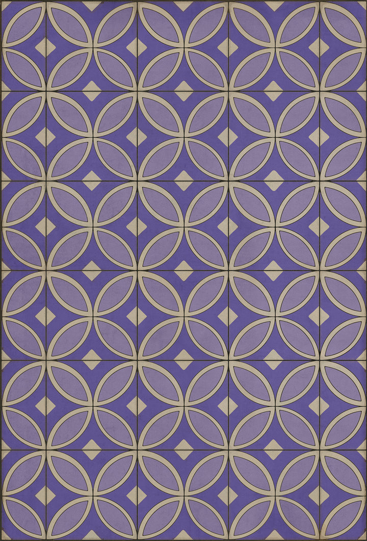Vintage Vinyl Floorcloth Rug (Pattern 70 Waltzing with Violets in Our Hair)
