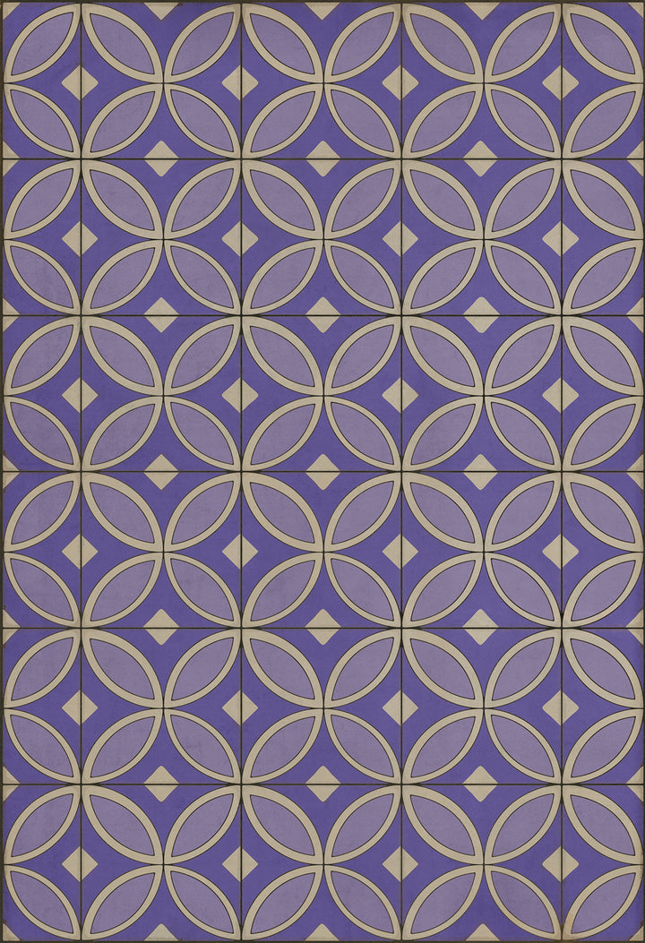 Vintage Vinyl Floorcloth Rug (Pattern 70 Waltzing with Violets in Our Hair)