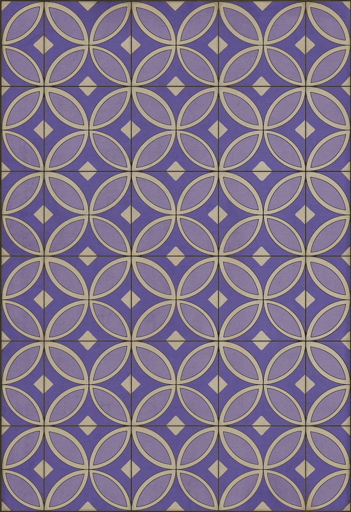 Vintage Vinyl Floorcloth Rug (Pattern 70 Waltzing with Violets in Our Hair)