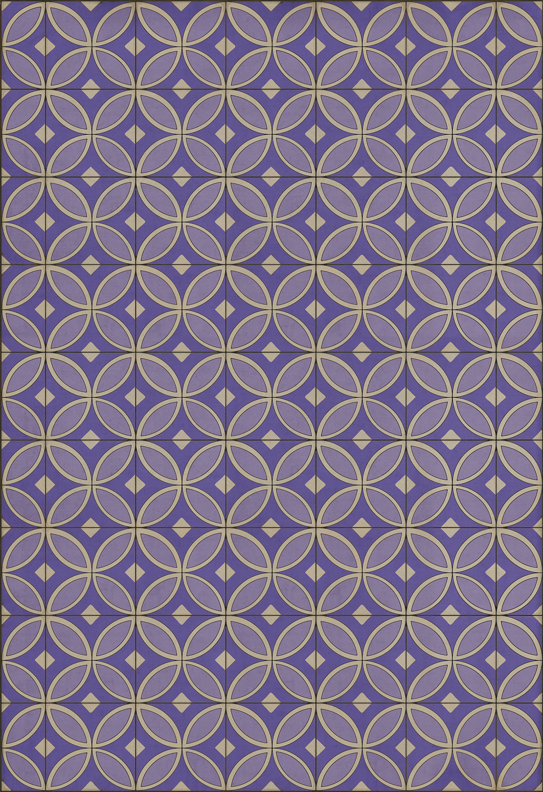 Vintage Vinyl Floorcloth Rug (Pattern 70 Waltzing with Violets in Our Hair)