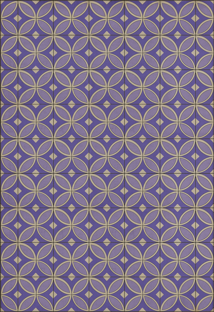 Vintage Vinyl Floorcloth Rug (Pattern 70 Waltzing with Violets in Our Hair)
