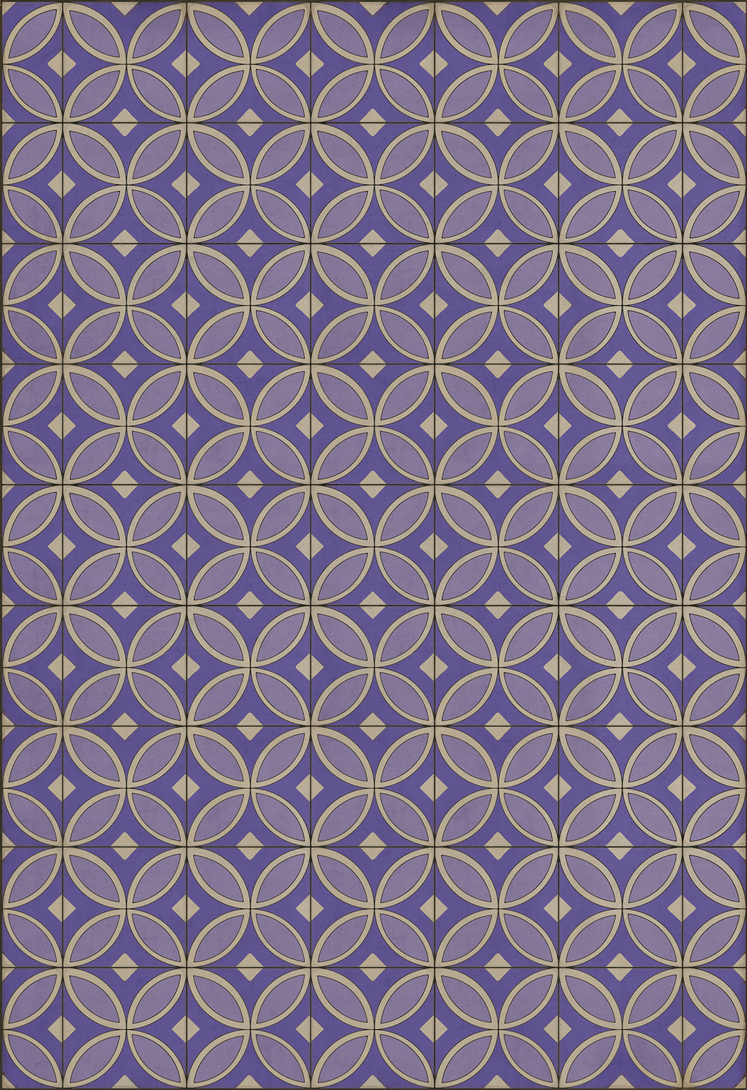 Vintage Vinyl Floorcloth Rug (Pattern 70 Waltzing with Violets in Our Hair)