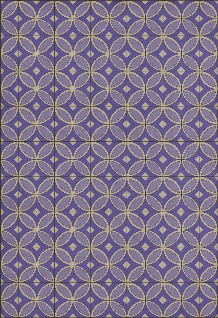Vintage Vinyl Floorcloth Rug (Pattern 70 Waltzing with Violets in Our Hair)