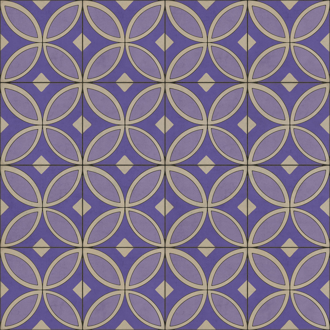 Vintage Vinyl Floorcloth Rug (Pattern 70 Waltzing with Violets in Our Hair)