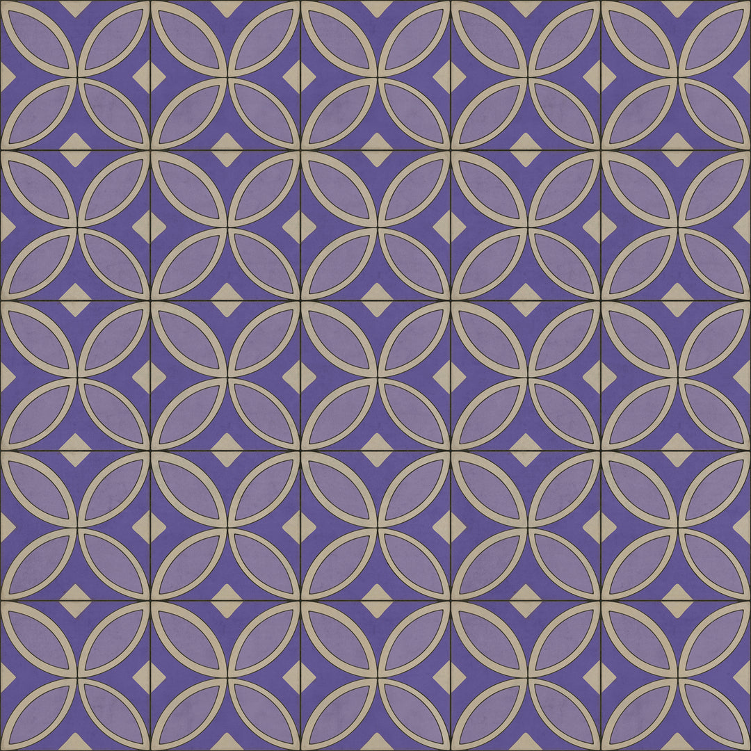 Vintage Vinyl Floorcloth Rug (Pattern 70 Waltzing with Violets in Our Hair)
