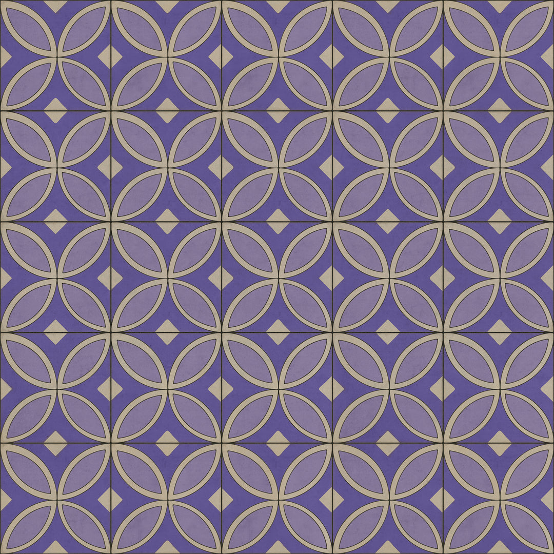 Vintage Vinyl Floorcloth Rug (Pattern 70 Waltzing with Violets in Our Hair)