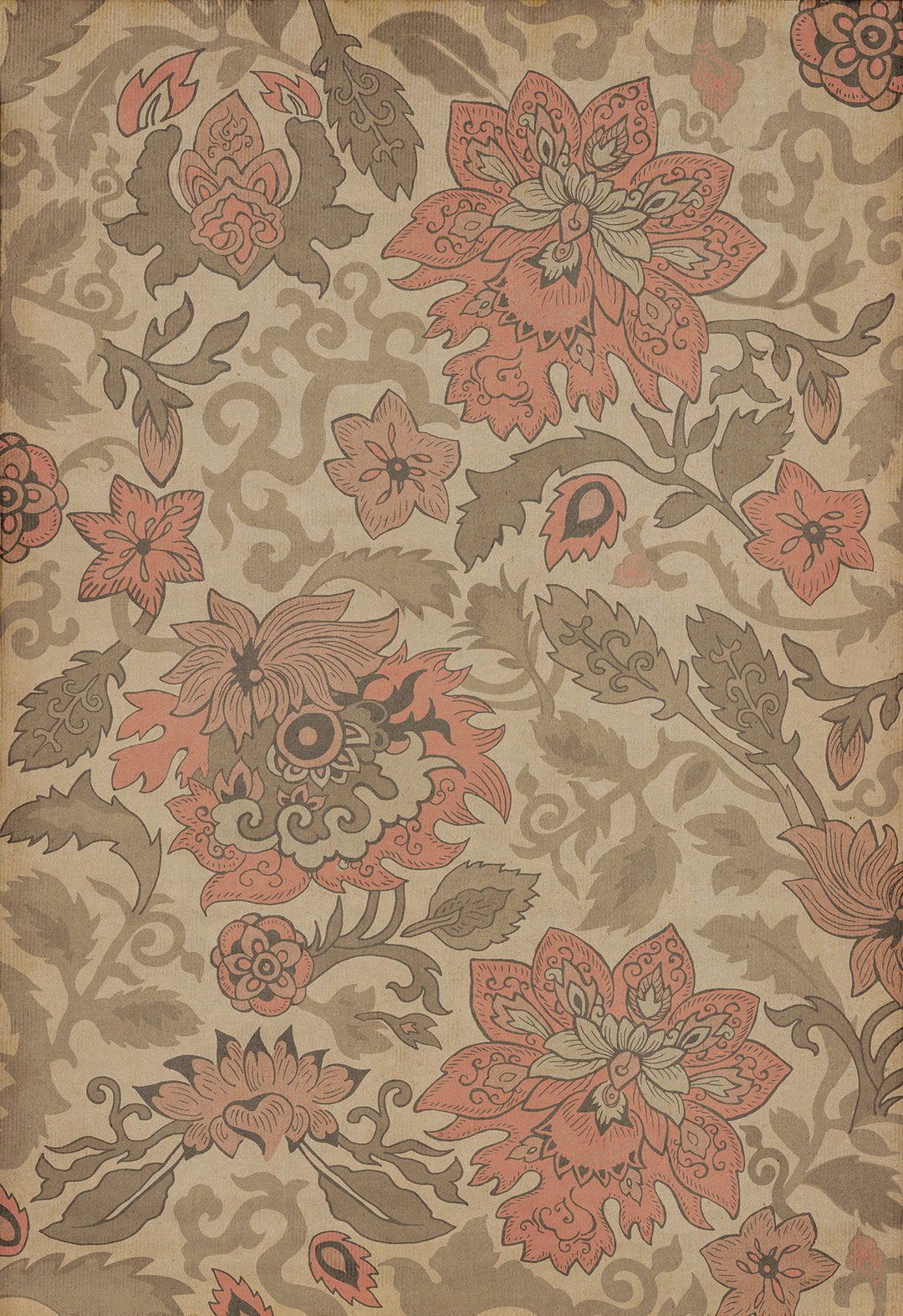 Vintage Vinyl Floorcloth Rug (Pattern 71 Kyoto)