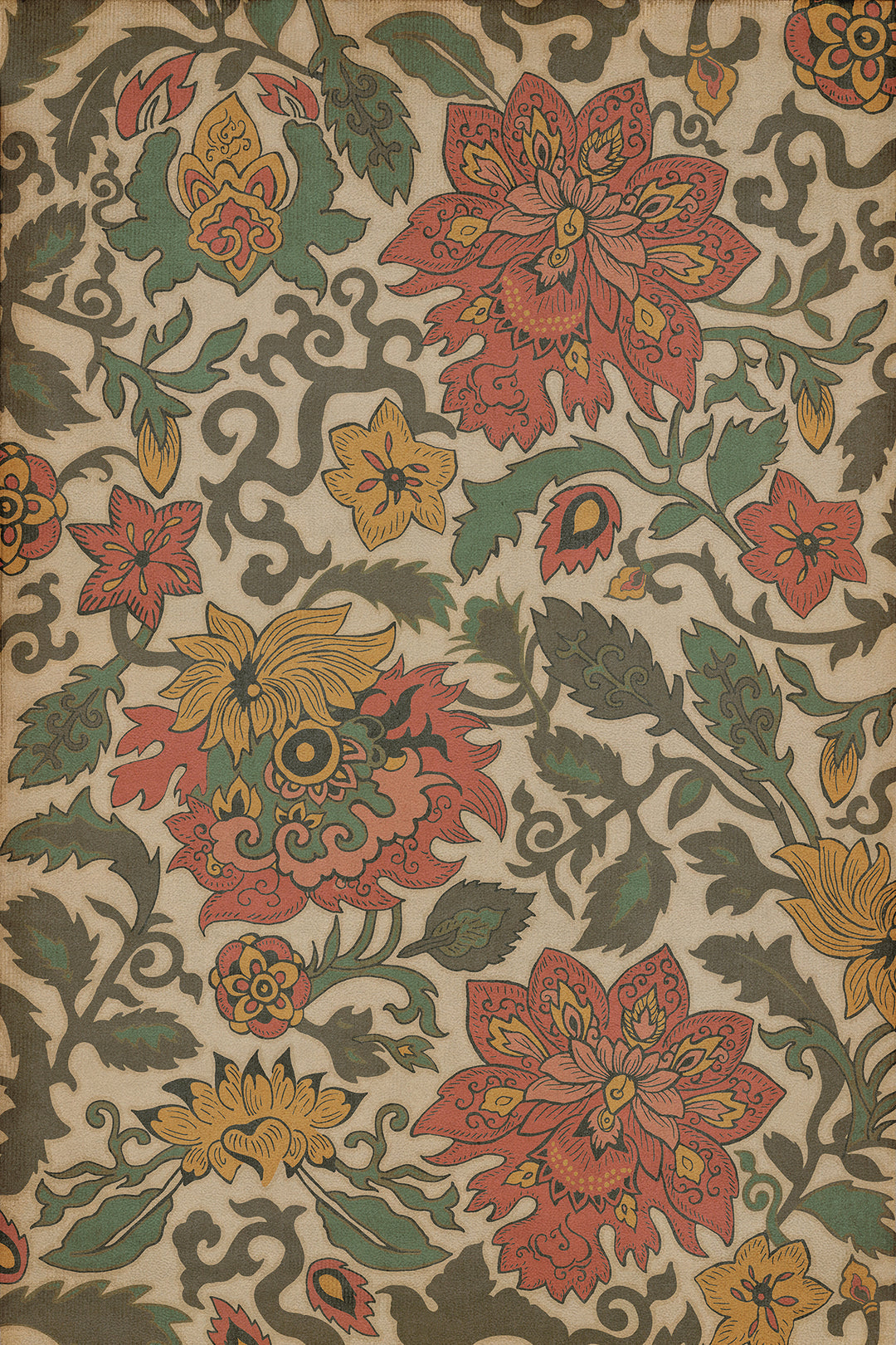 Vintage Vinyl Floorcloth Rug (Pattern 71 Pacific Ring of Fire)