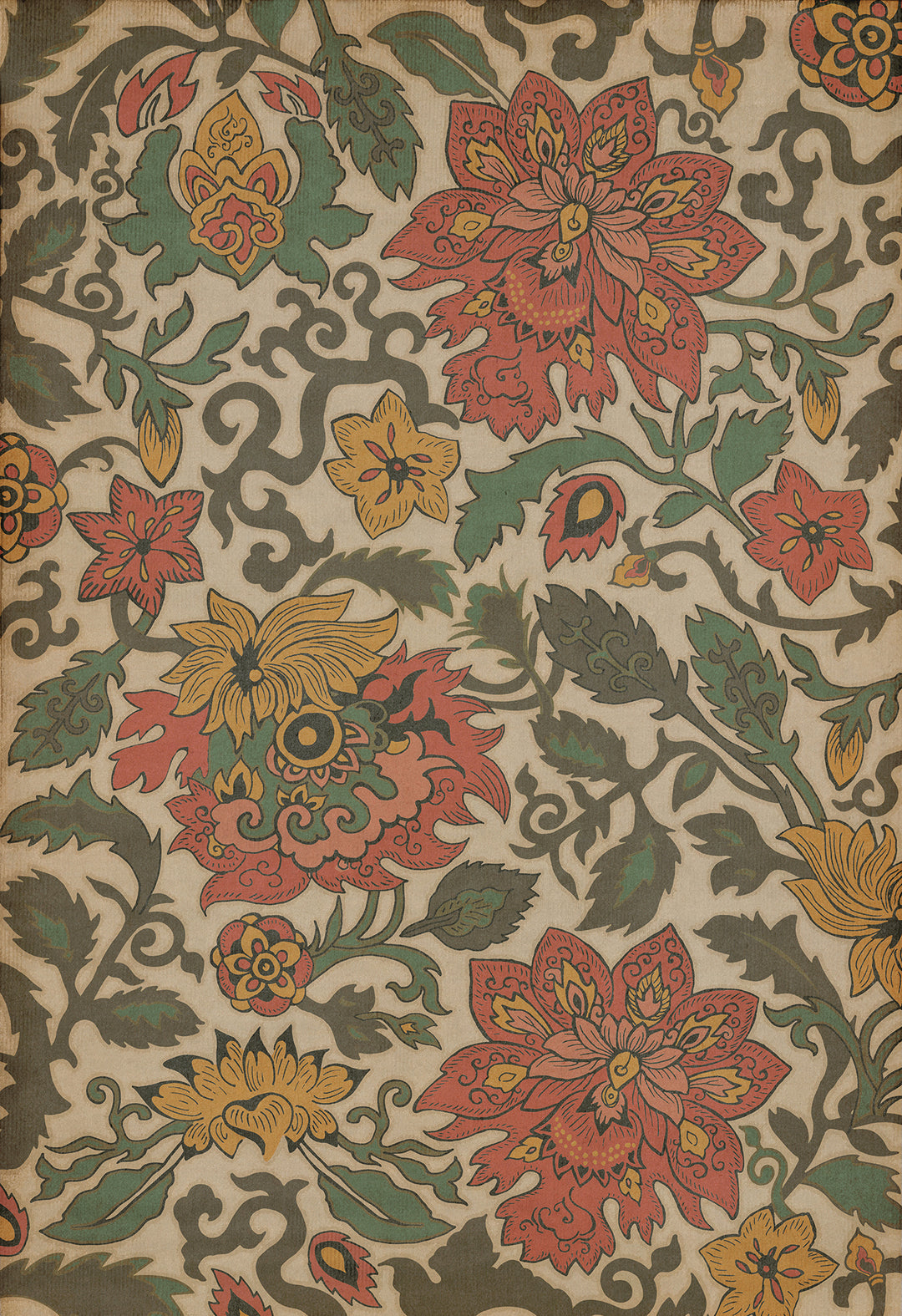 Vintage Vinyl Floorcloth Rug (Pattern 71 Pacific Ring of Fire)