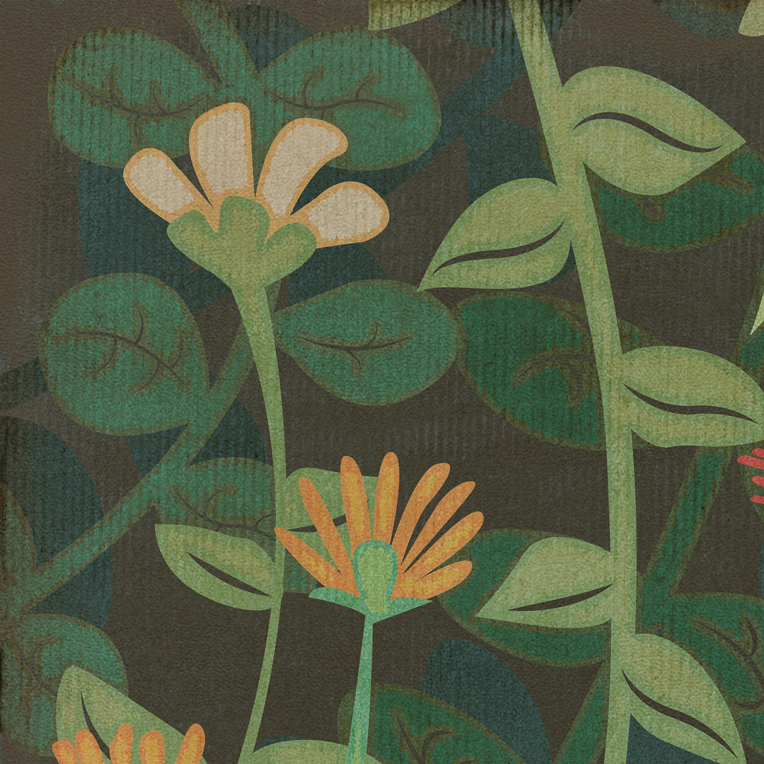 Vintage Vinyl Floorcloth Rug (Pattern 73 Dance of the Flowers)