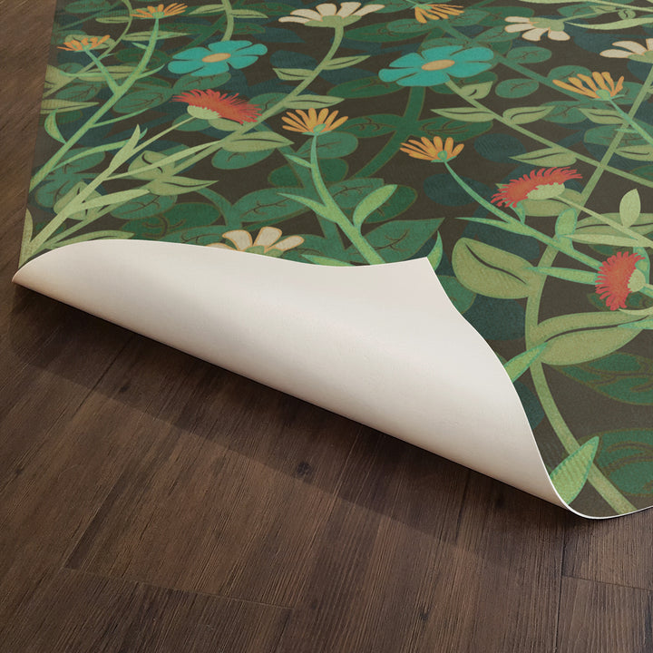 Vintage Vinyl Floorcloth Rug (Pattern 73 Dance of the Flowers)