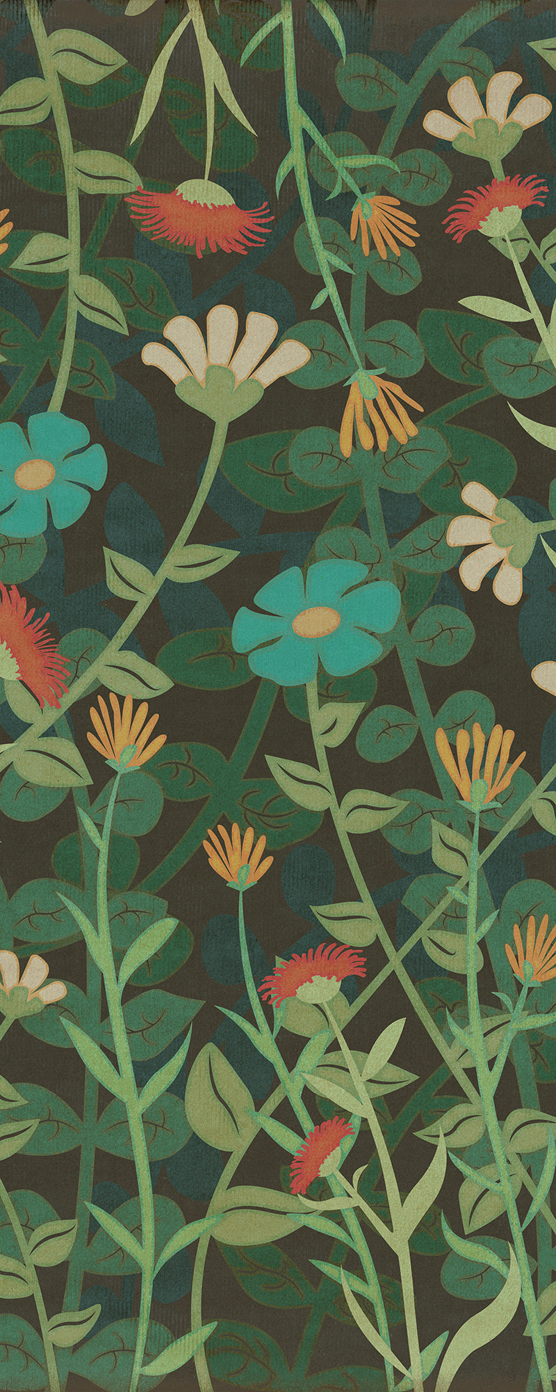 Vintage Vinyl Floorcloth Rug (Pattern 73 Dance of the Flowers)