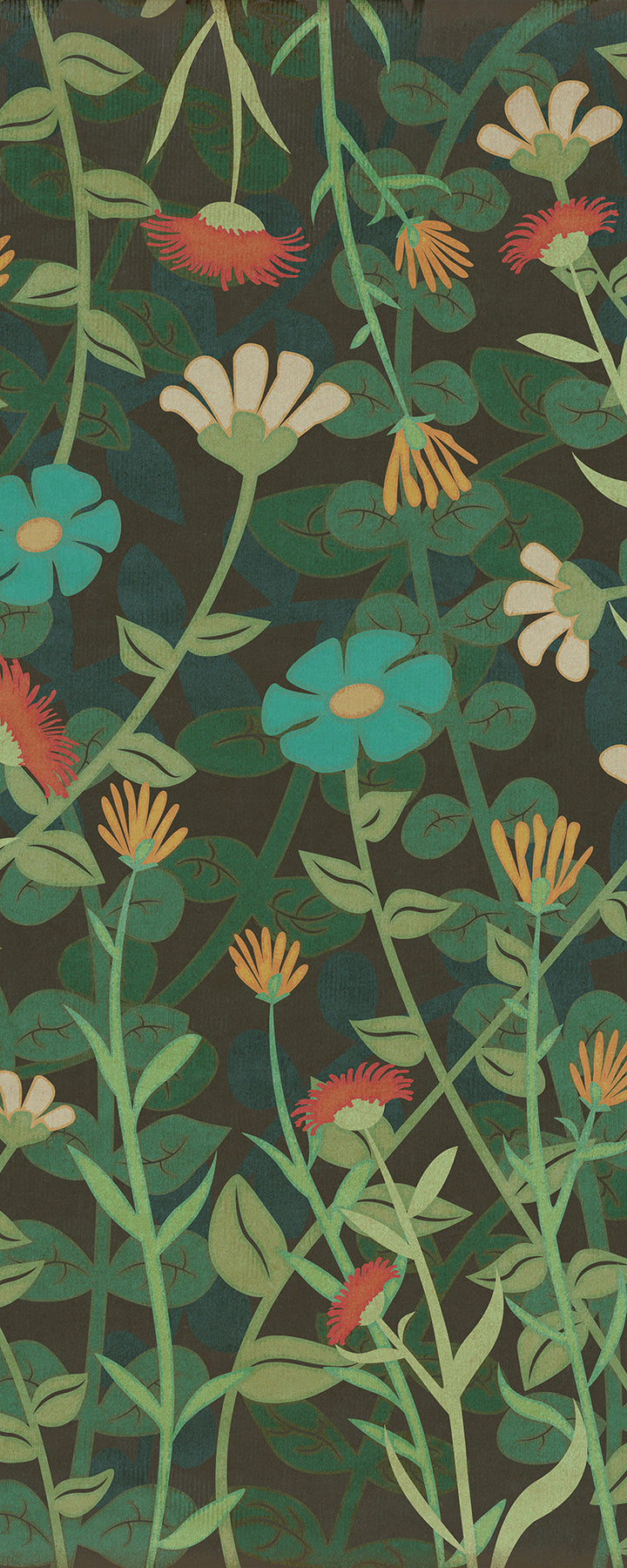 Vintage Vinyl Floorcloth Rug (Pattern 73 Dance of the Flowers)
