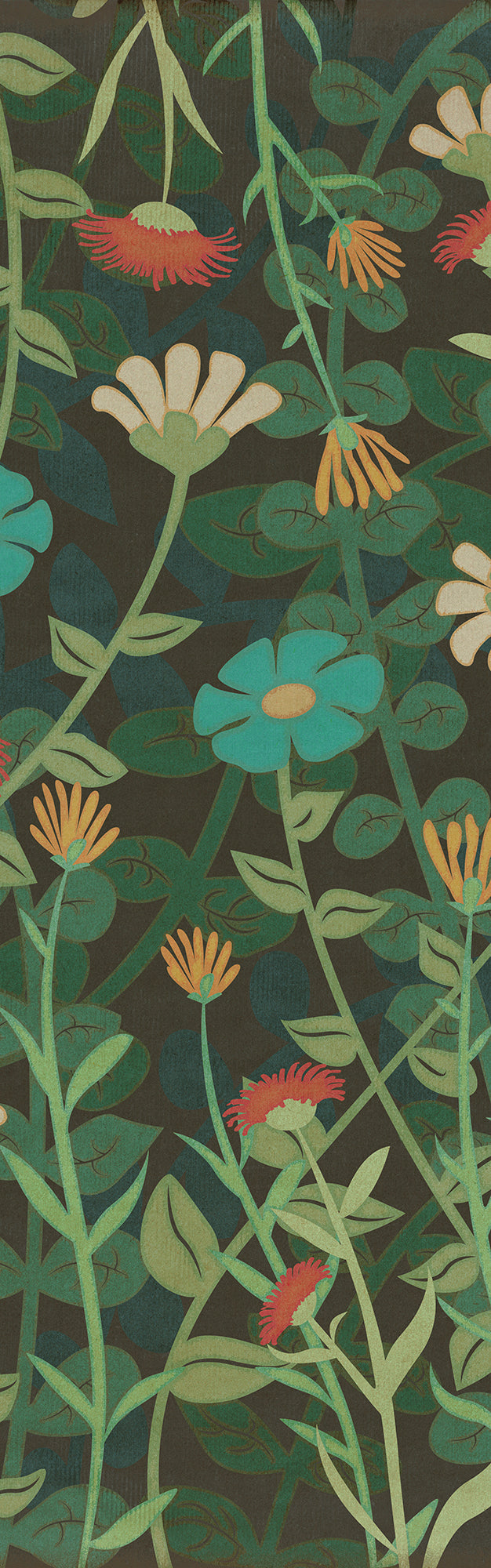 Vintage Vinyl Floorcloth Rug (Pattern 73 Dance of the Flowers)