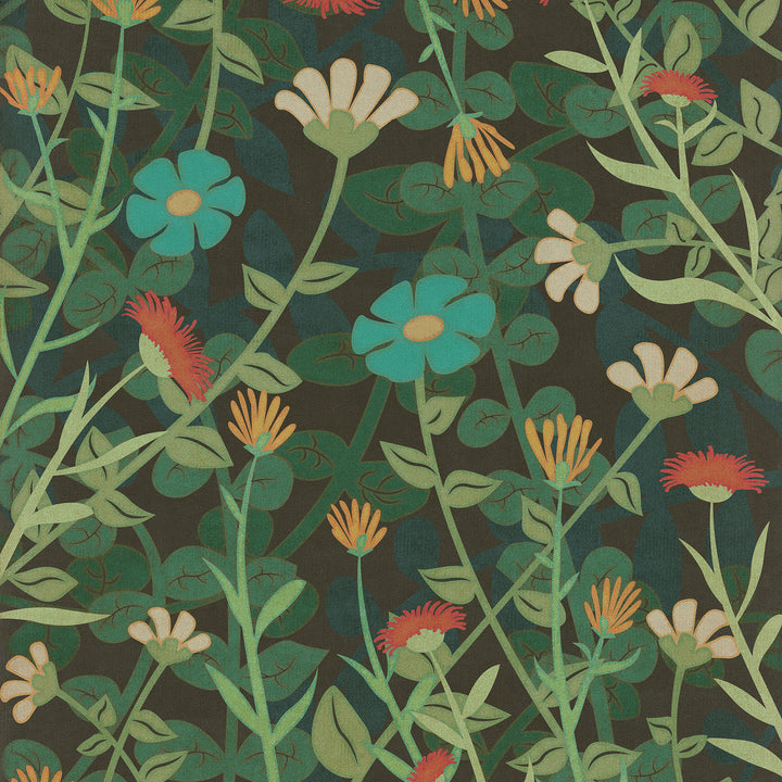 Vintage Vinyl Floorcloth Rug (Pattern 73 Dance of the Flowers)
