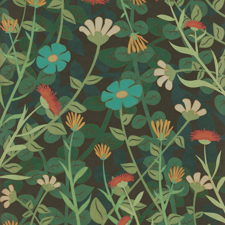 Vintage Vinyl Floorcloth Rug (Pattern 73 Dance of the Flowers)