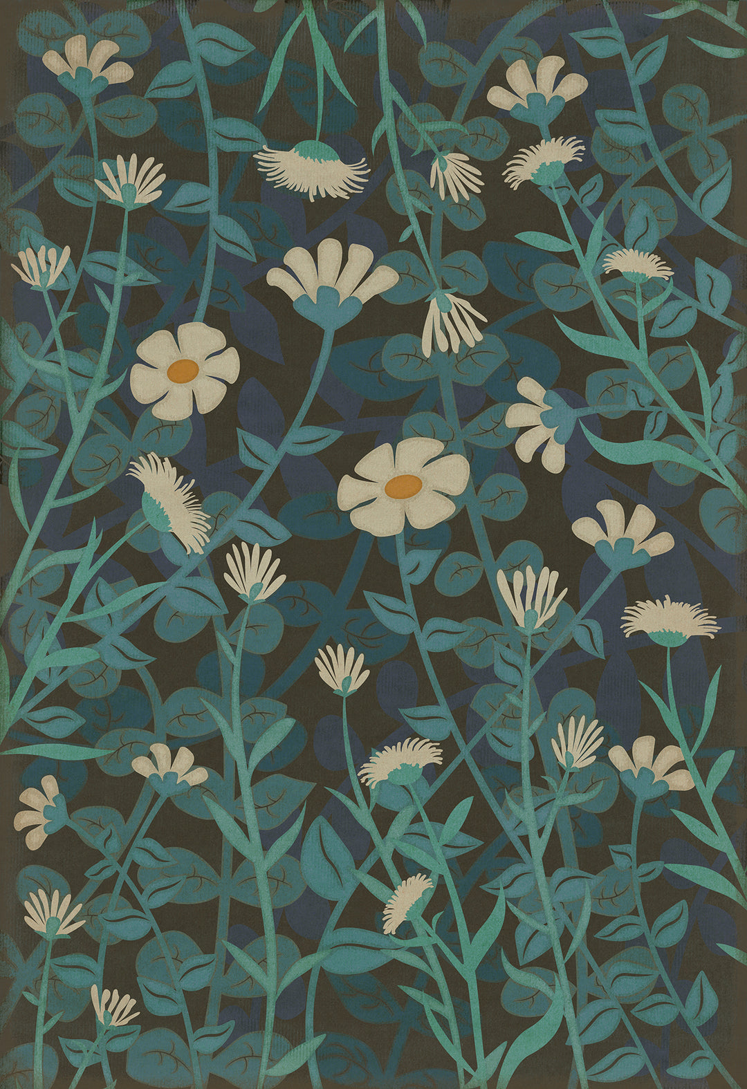 Vintage Vinyl Floorcloth Rug (Pattern 73 The Faerie Garden)