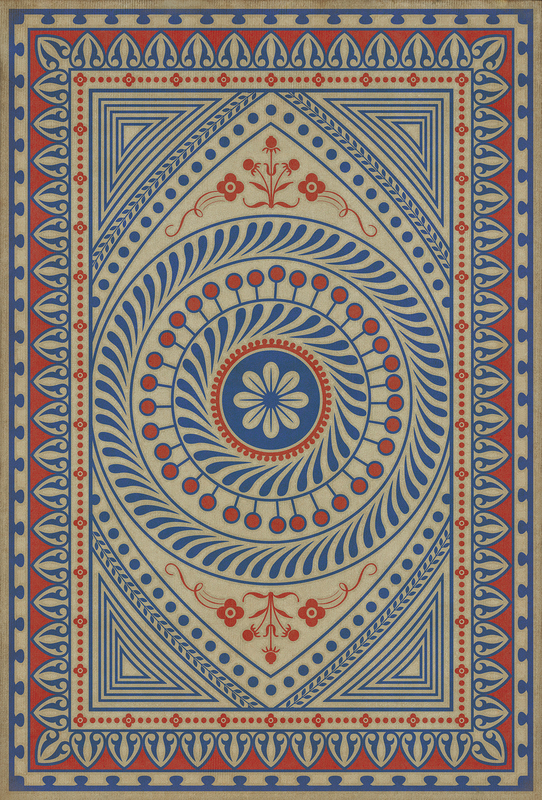 Vintage Vinyl Floorcloth Rug (Pattern 75 Be Grateful)