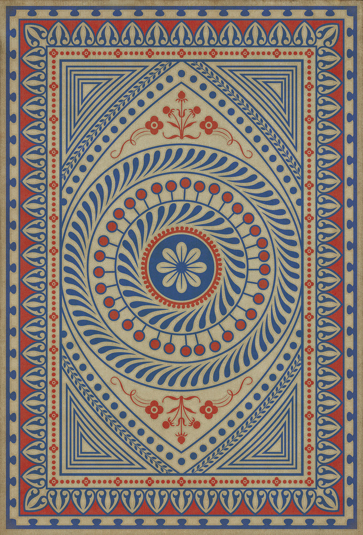 Vintage Vinyl Floorcloth Rug (Pattern 75 Be Grateful)