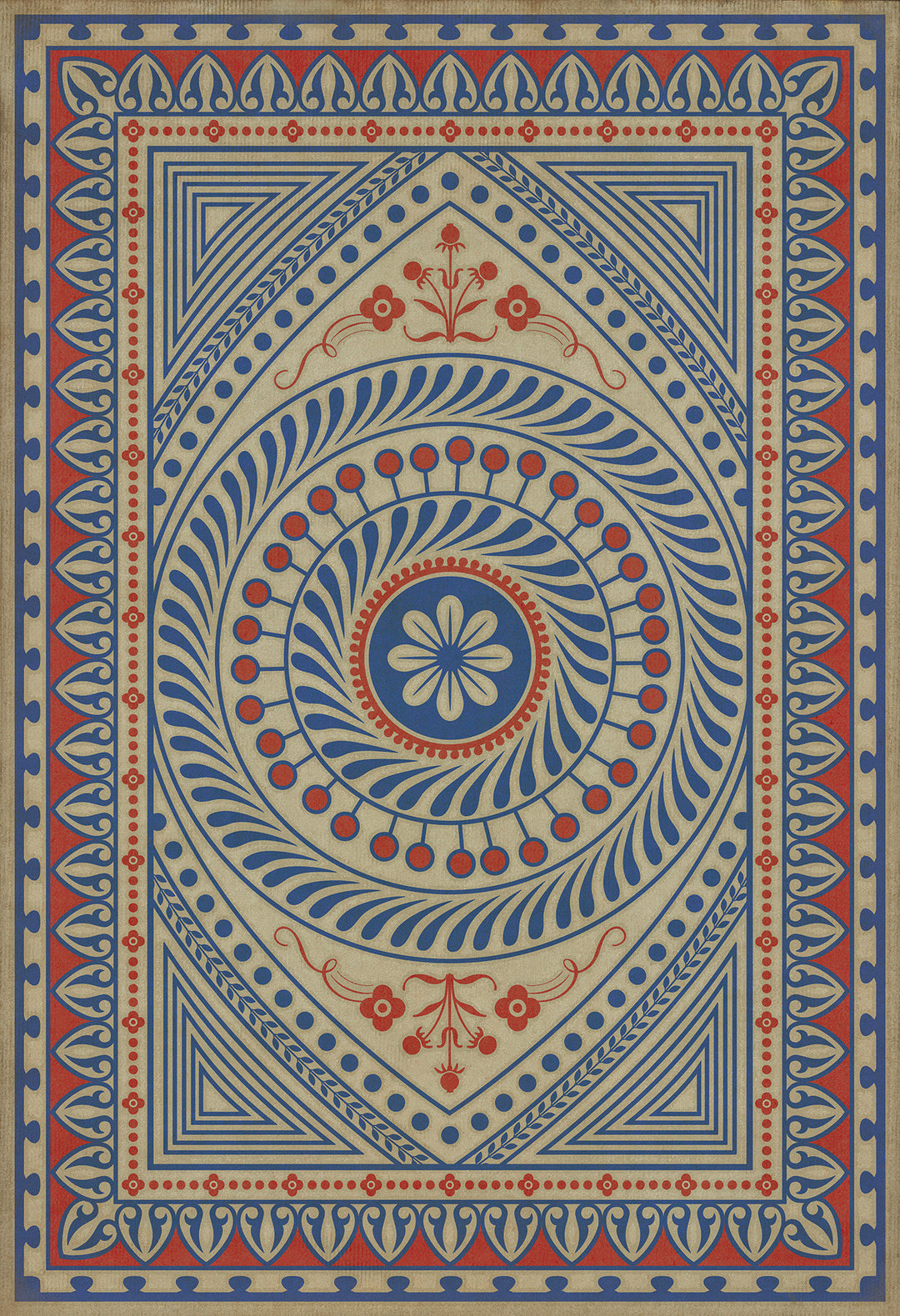 Vintage Vinyl Floorcloth Rug (Pattern 75 Be Grateful)