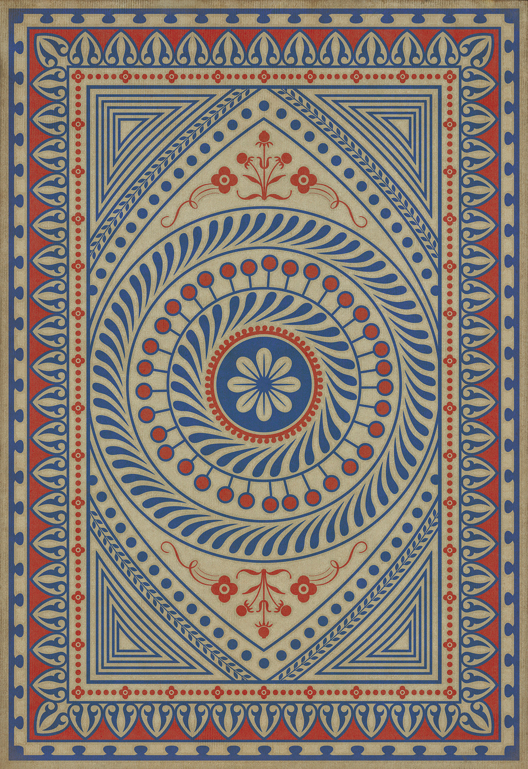 Vintage Vinyl Floorcloth Rug (Pattern 75 Be Grateful)
