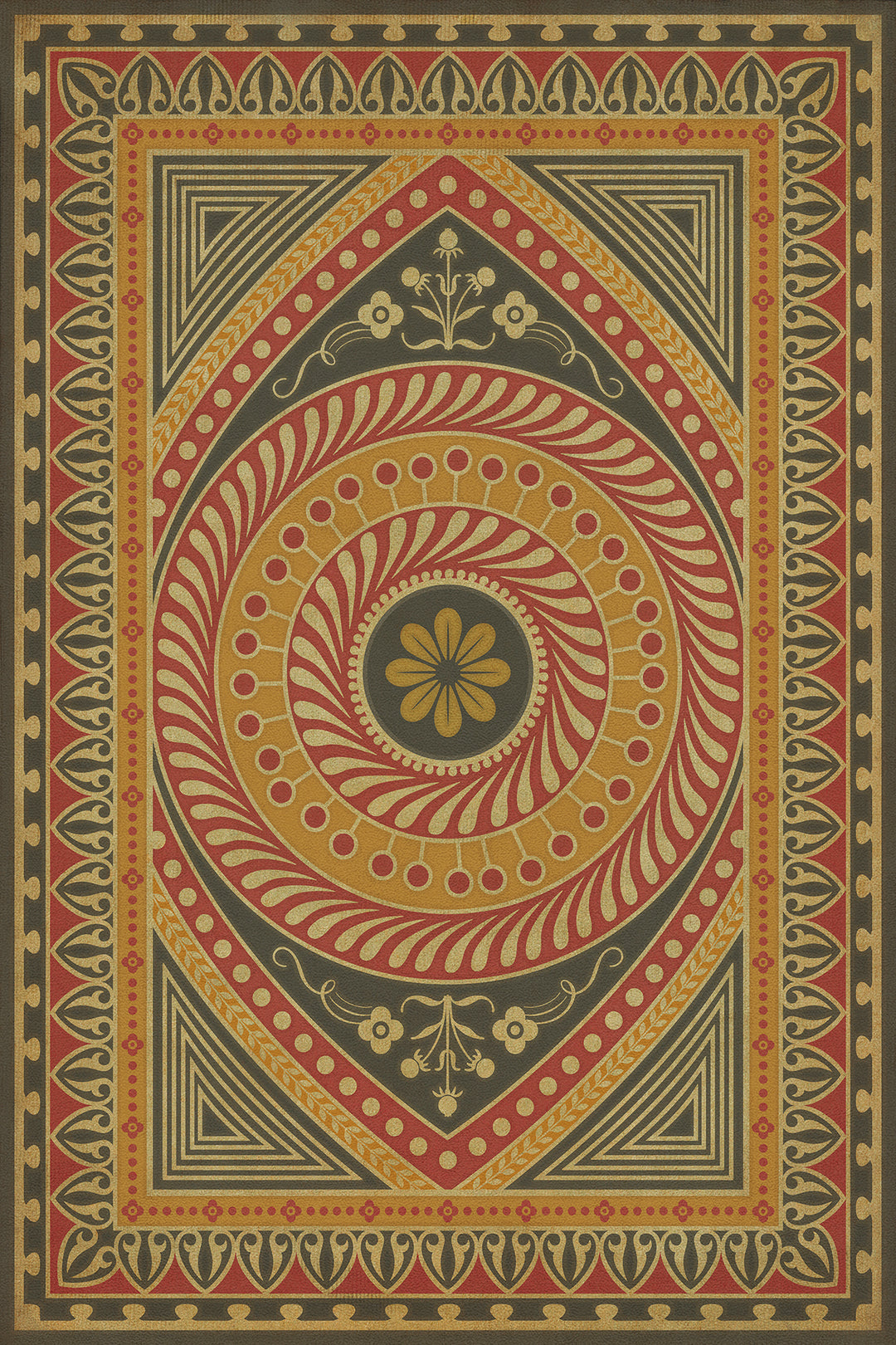 Vintage Vinyl Floorcloth Rug (Pattern 75 Control the Eye)