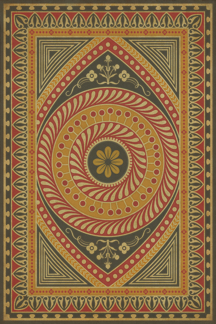Vintage Vinyl Floorcloth Rug (Pattern 75 Control the Eye)