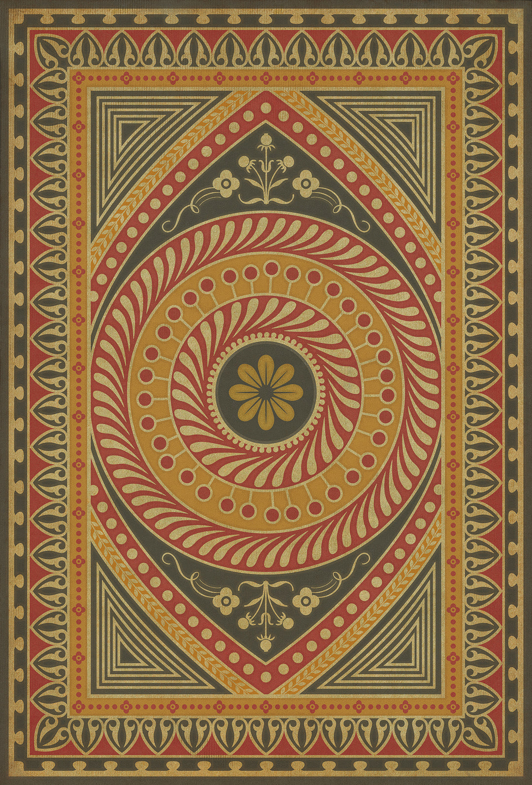 Vintage Vinyl Floorcloth Rug (Pattern 75 Control the Eye)