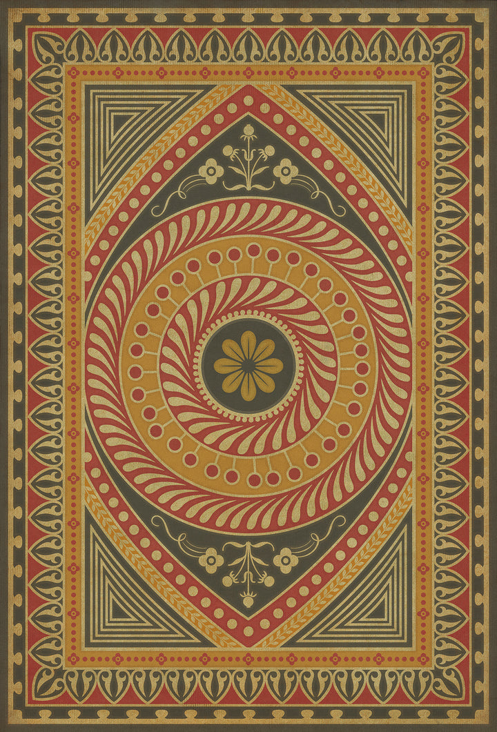 Vintage Vinyl Floorcloth Rug (Pattern 75 Control the Eye)