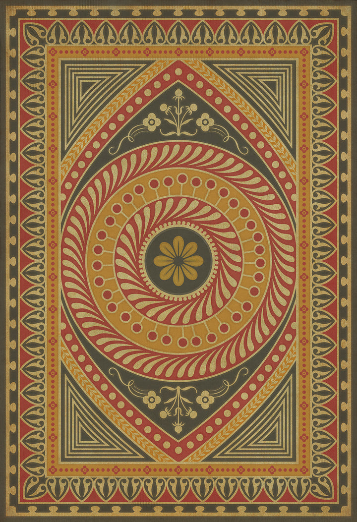 Vintage Vinyl Floorcloth Rug (Pattern 75 Control the Eye)