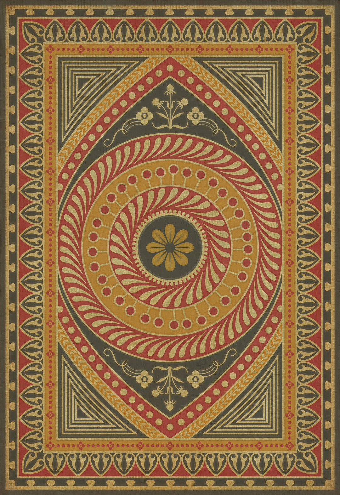 Vintage Vinyl Floorcloth Rug (Pattern 75 Control the Eye)