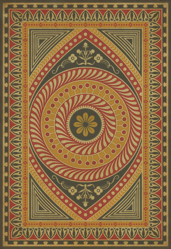 Vintage Vinyl Floorcloth Rug (Pattern 75 Control the Eye)