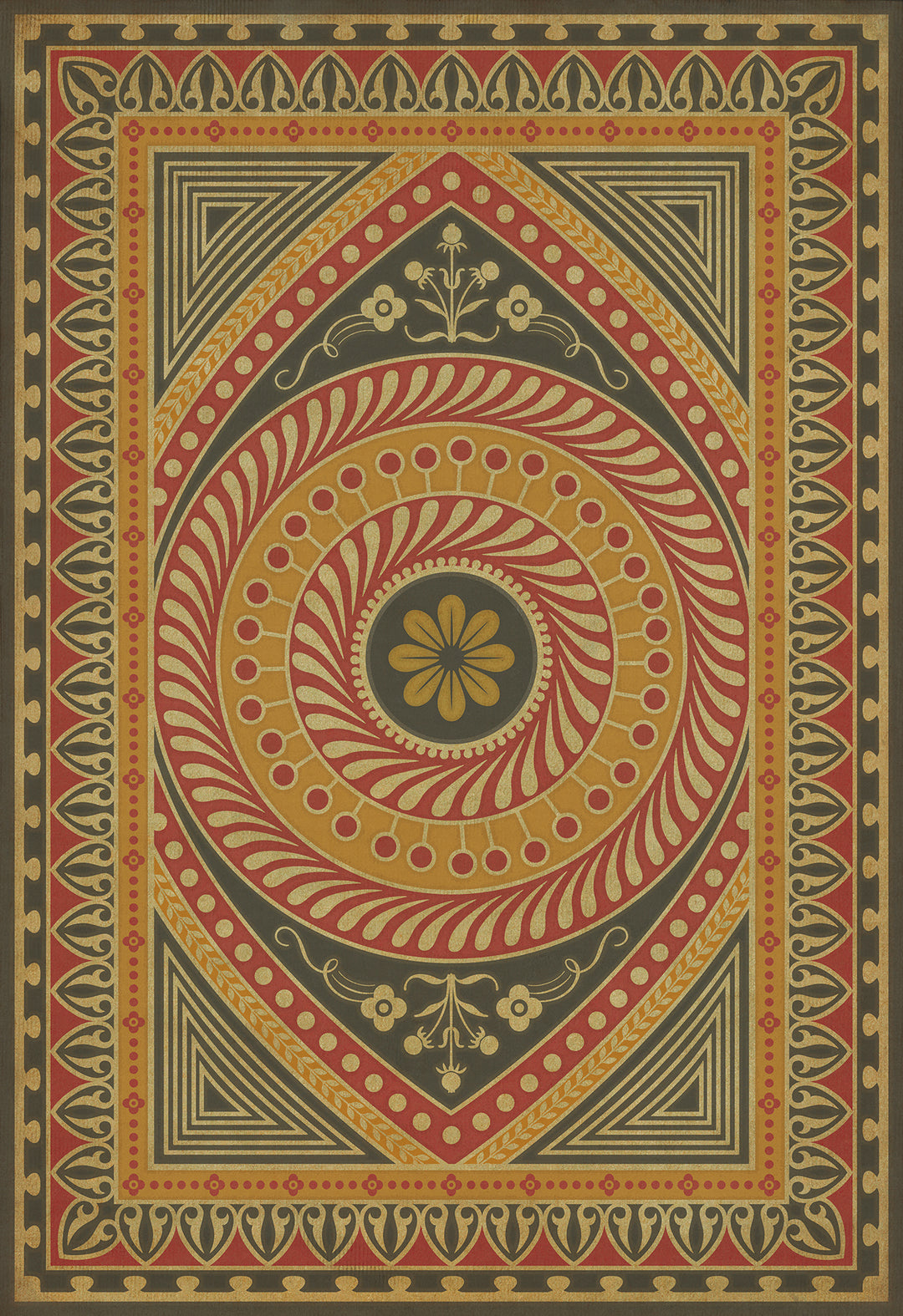 Vintage Vinyl Floorcloth Rug (Pattern 75 Control the Eye)