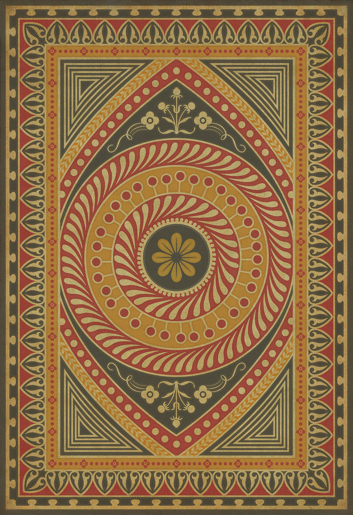 Vintage Vinyl Floorcloth Rug (Pattern 75 Control the Eye)