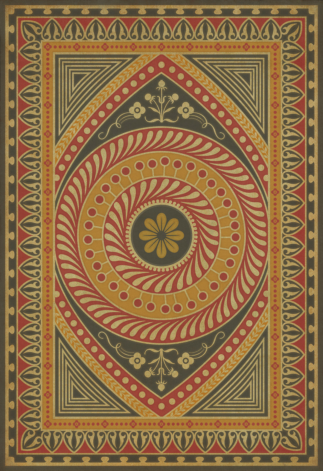 Vintage Vinyl Floorcloth Rug (Pattern 75 Control the Eye)