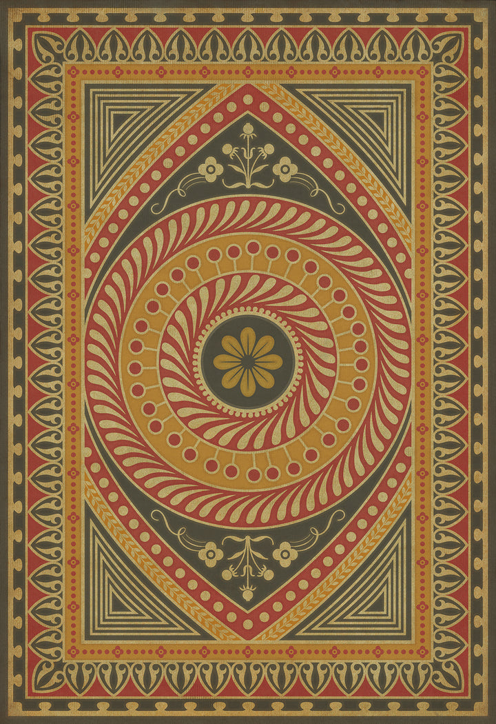 Vintage Vinyl Floorcloth Rug (Pattern 75 Control the Eye)