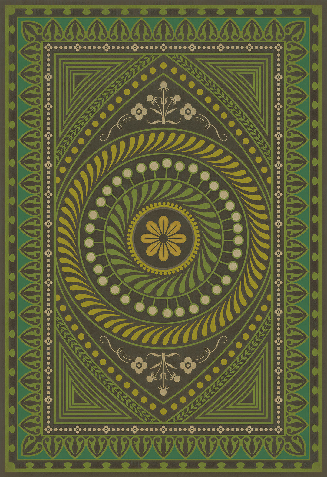 Vintage Vinyl Floorcloth Rug (Pattern 75 Do Not Trust Wealth)
