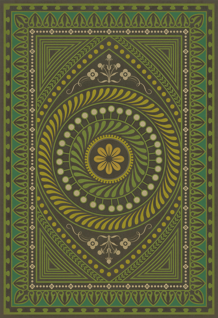 Vintage Vinyl Floorcloth Rug (Pattern 75 Do Not Trust Wealth)