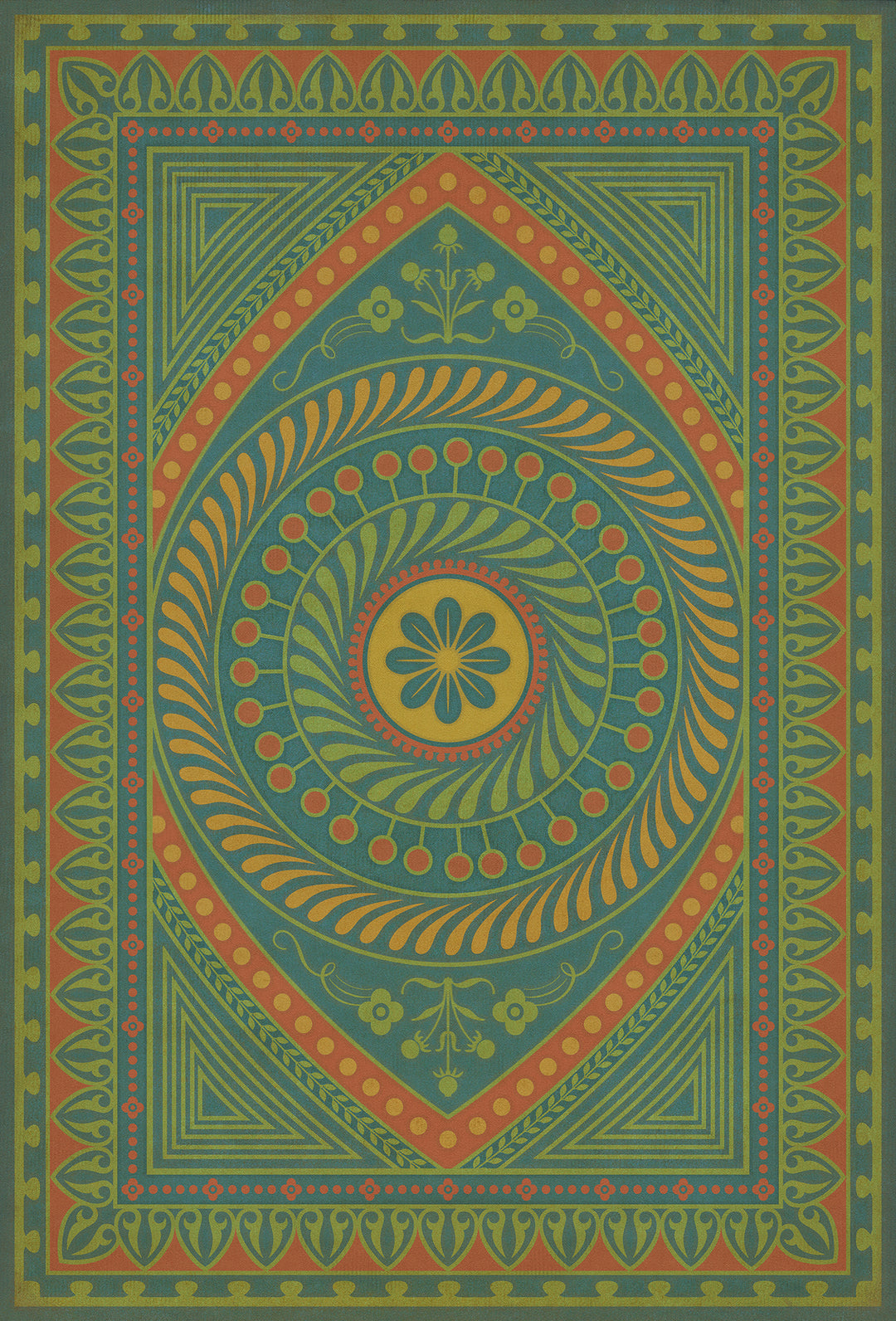 Vintage Vinyl Floorcloth Rug (Pattern 75 Guard Friendship)